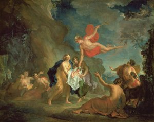 Spædbarnet Bacchus leveret af Merkur til nymferne på øen Naxos